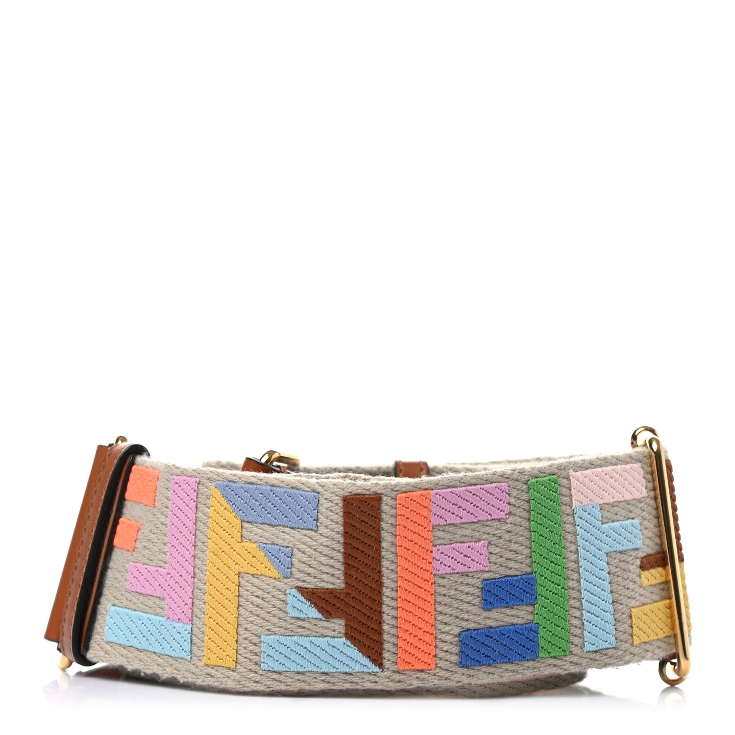 Fendi Canvas Calfskin FF 1974 Adjustable Strap You Multicolor Cuoio 2 of 6