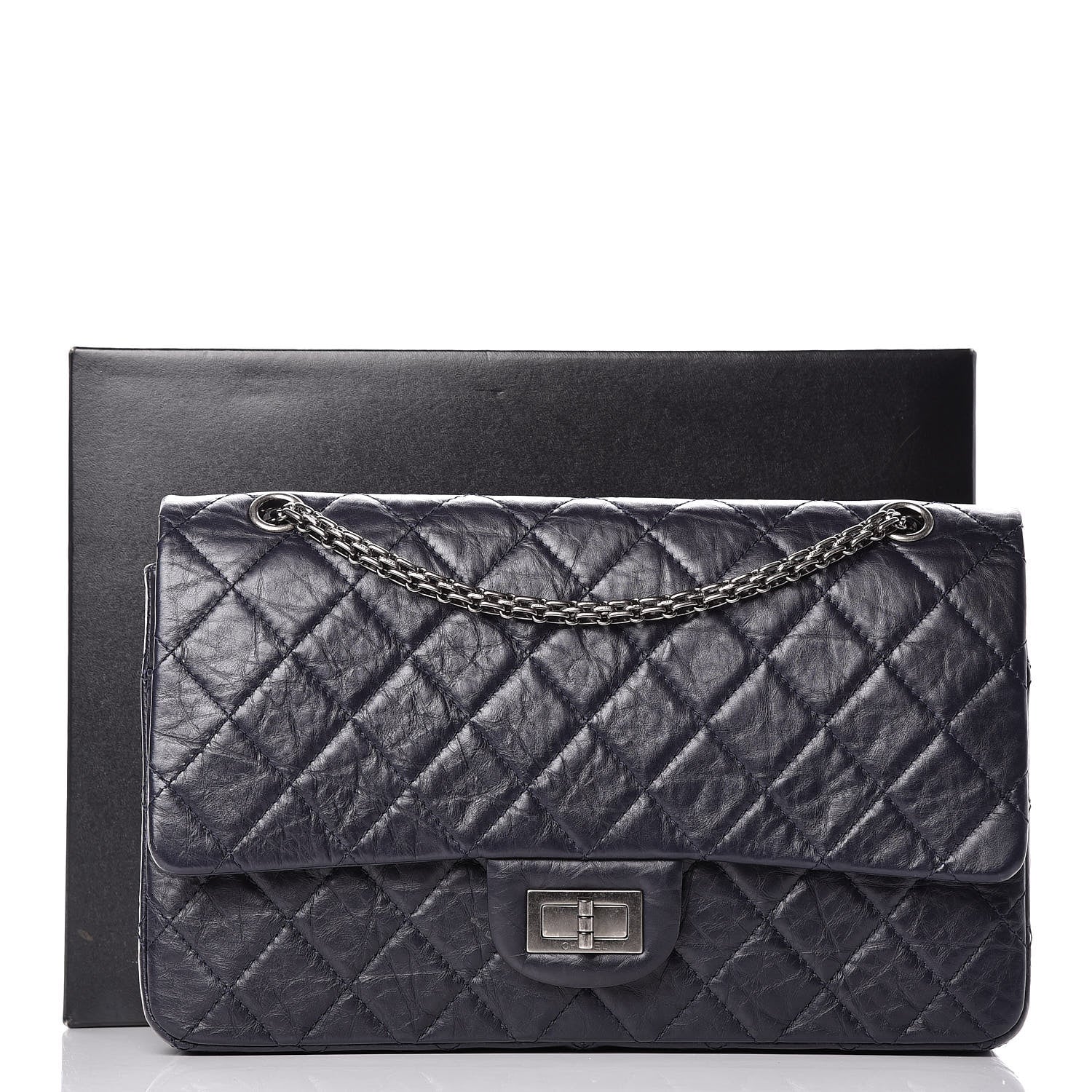 Chanel Aged Calfskin Quilted 2.55 Reissue 227 Flap Navy Blue 13 of 13