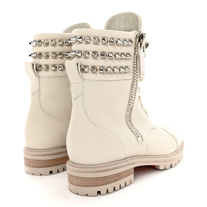 Christian Louboutin Calfskin Winter Spikes Combat Boots 38.5 White 4 of 12