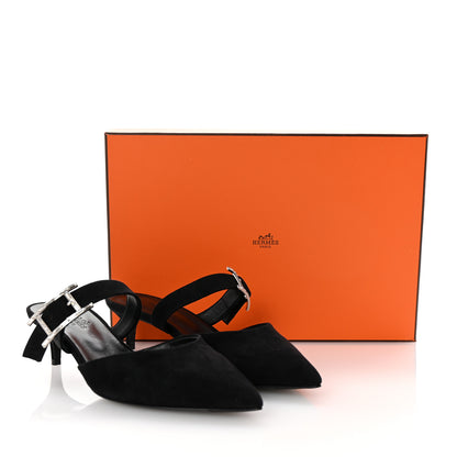 Hermes Suede Goatskin Blink Mules 37 Black 10 of 10