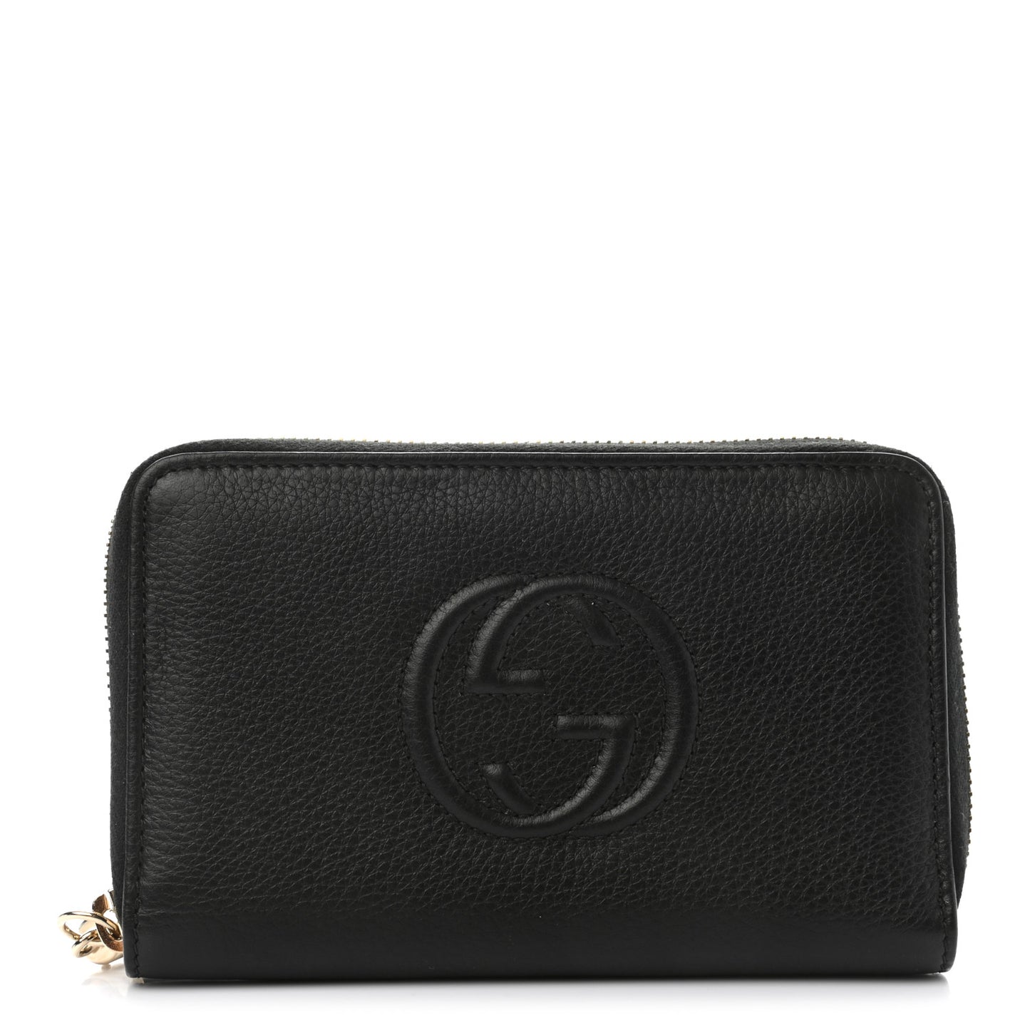 Pebbled Calfskin Medium Soho Zip Around Wallet Black