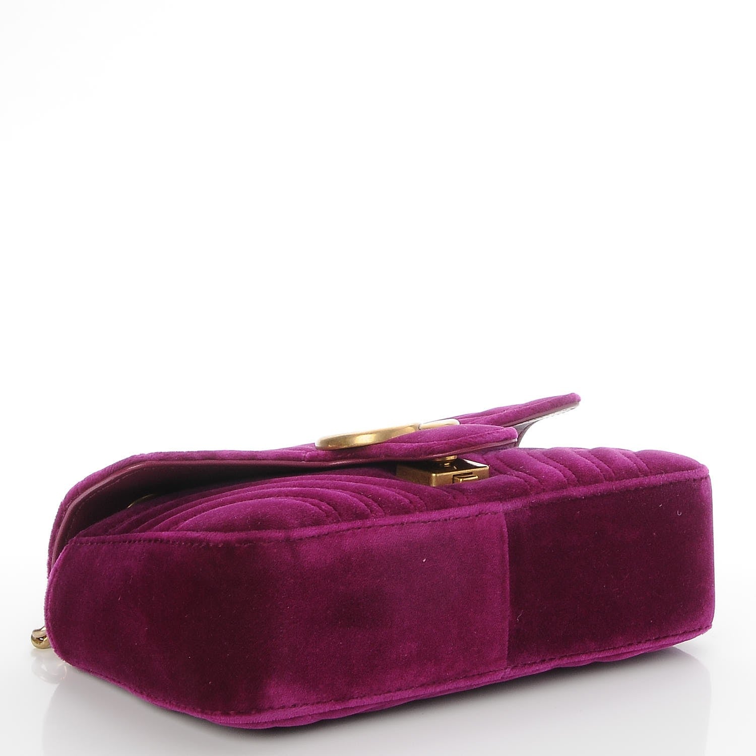 Gucci Velvet Matelasse Mini GG Marmont Shoulder Bag Fuchsia Violet Cyclamen 4 of 7