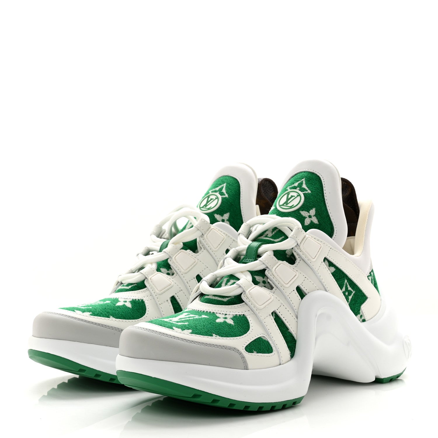 Louis Vuitton Jacquard Velvet Monogram LV Archlight Sneakers 38 White Vert 2 of 8