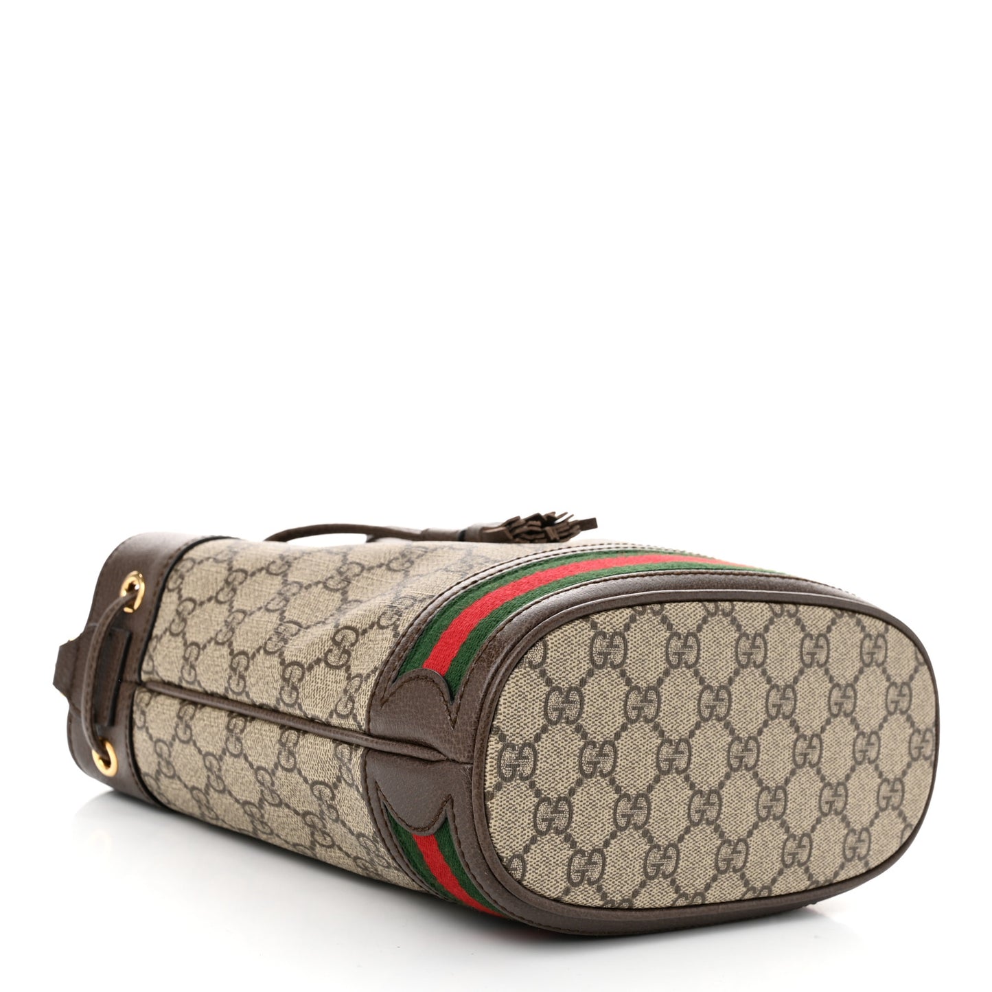 GG Supreme Monogram Web Small Ophidia Bucket Bag Brown