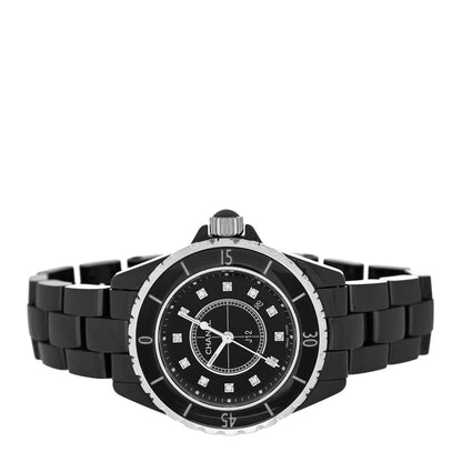 Chanel Stainless Steel Ceramic Diamond 33mm J12 Quartz Watch Black 2 of 4