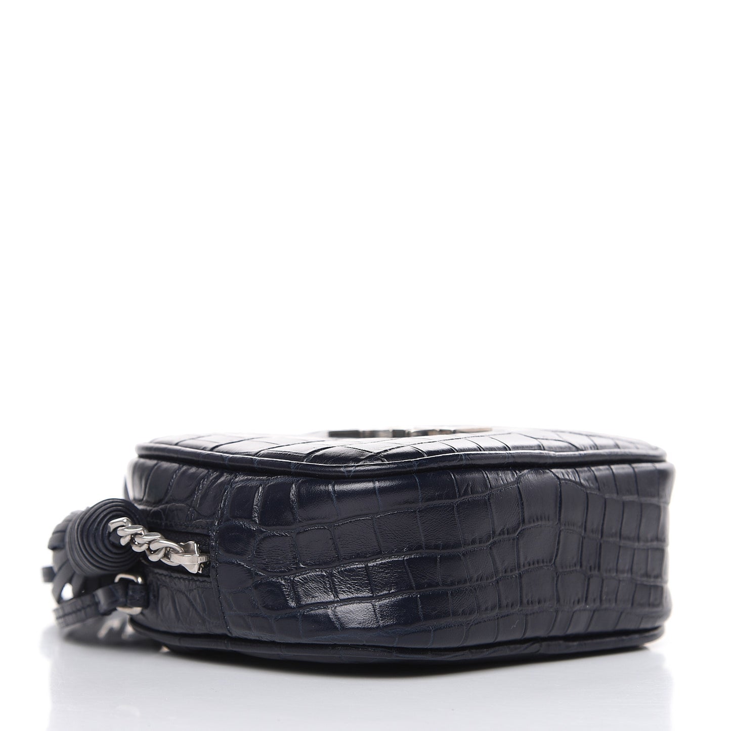 Calfskin Crocodile Embossed Monogram Blogger Bag Medium Blue