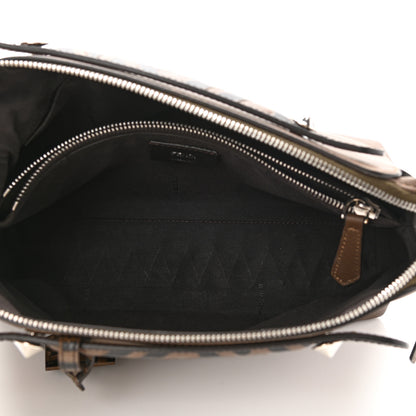 Fendi Vitello Dolce Bi-Color FF 1974 Embossed Medium By The Way Boston Bag Maya Black 5 of 11