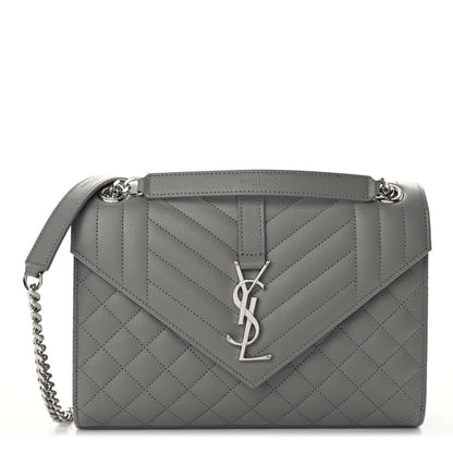 Saint Laurent Grain De Poudre Textured Mixed Matelasse Medium Triquilt Monogram Satchel New Stone 1 of 9