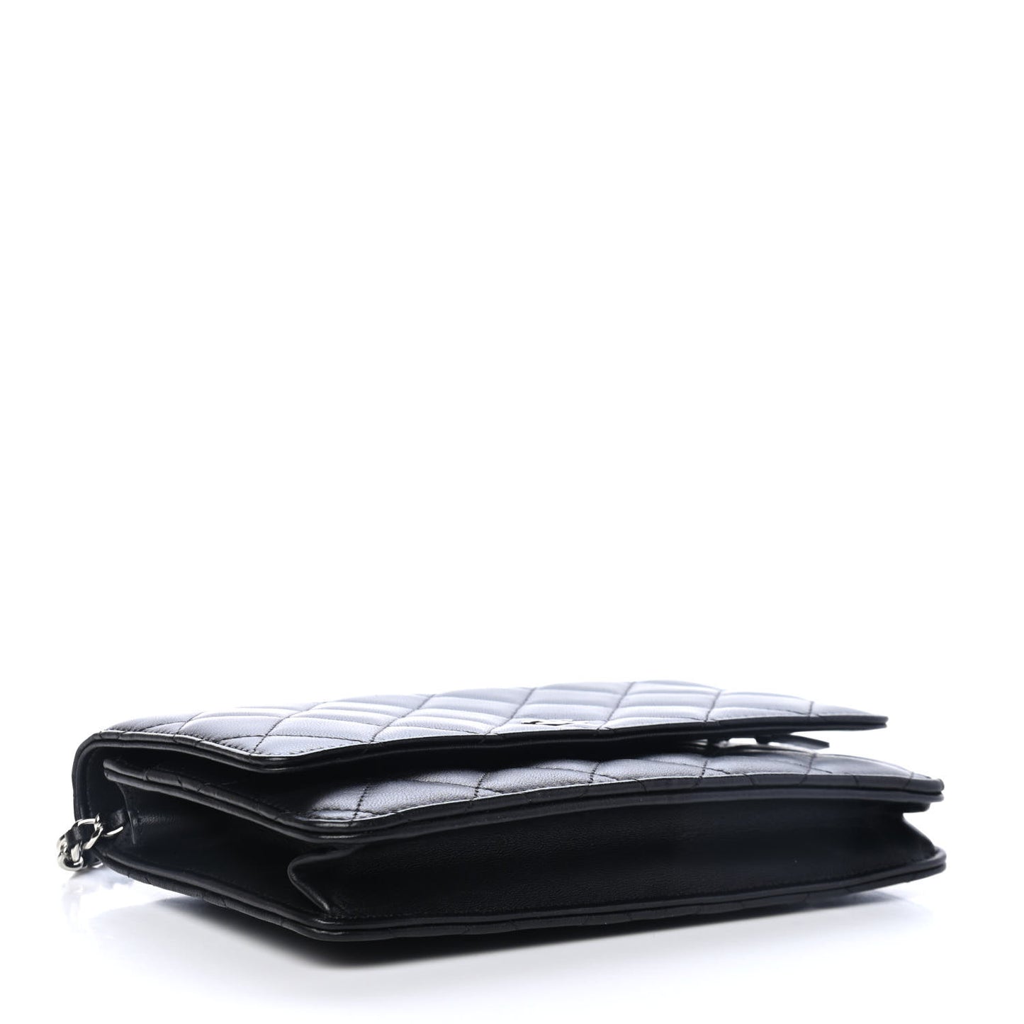 Lambskin Quilted Wallet On Chain WOC Black