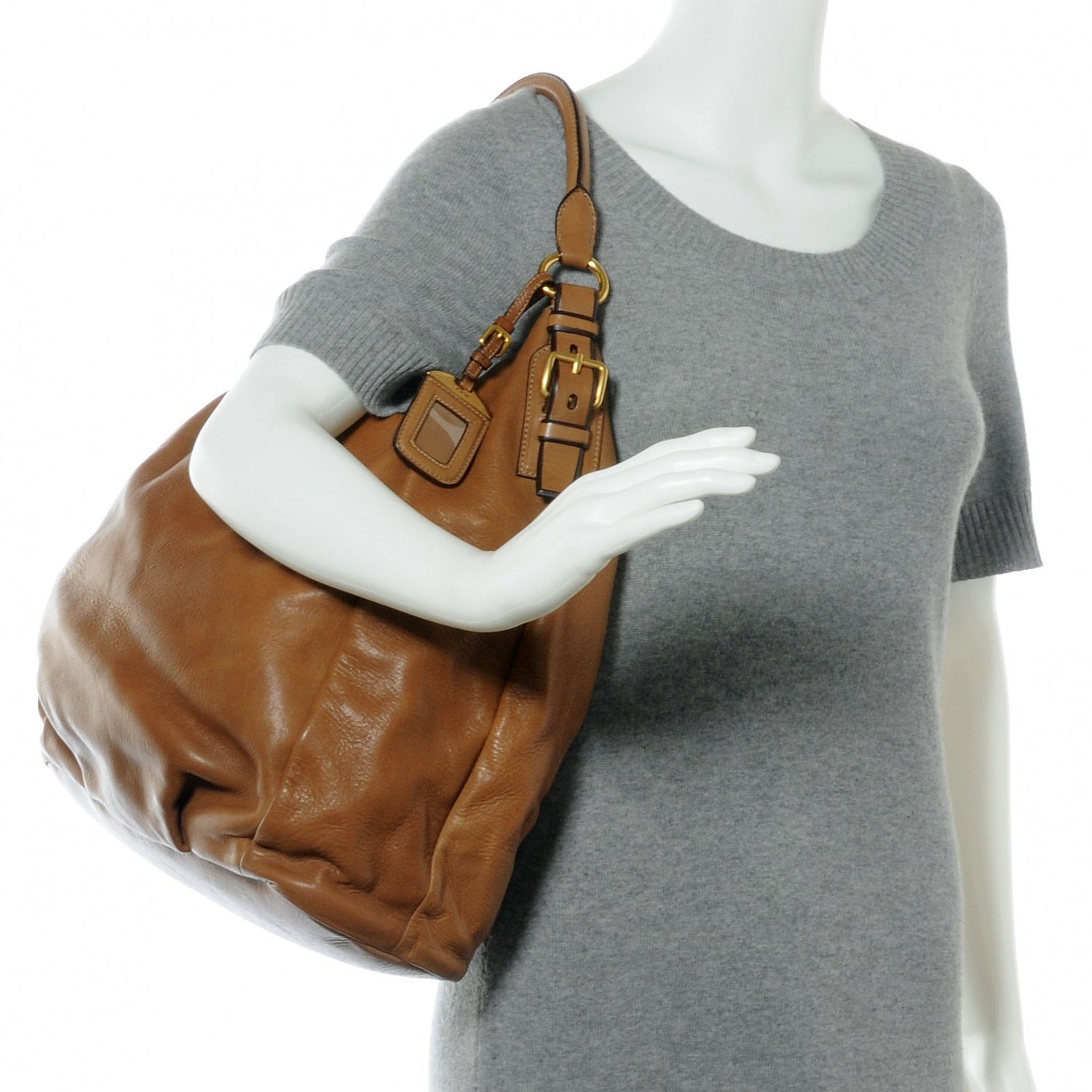 Prada Cervo Shine Hobo Nocciolo 2 of 8
