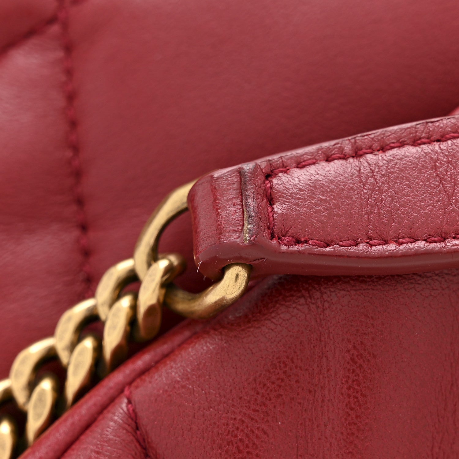 Saint Laurent Lambskin Quilted Toy Loulou Puffer Monogram Chain Satchel Red 14 of 15