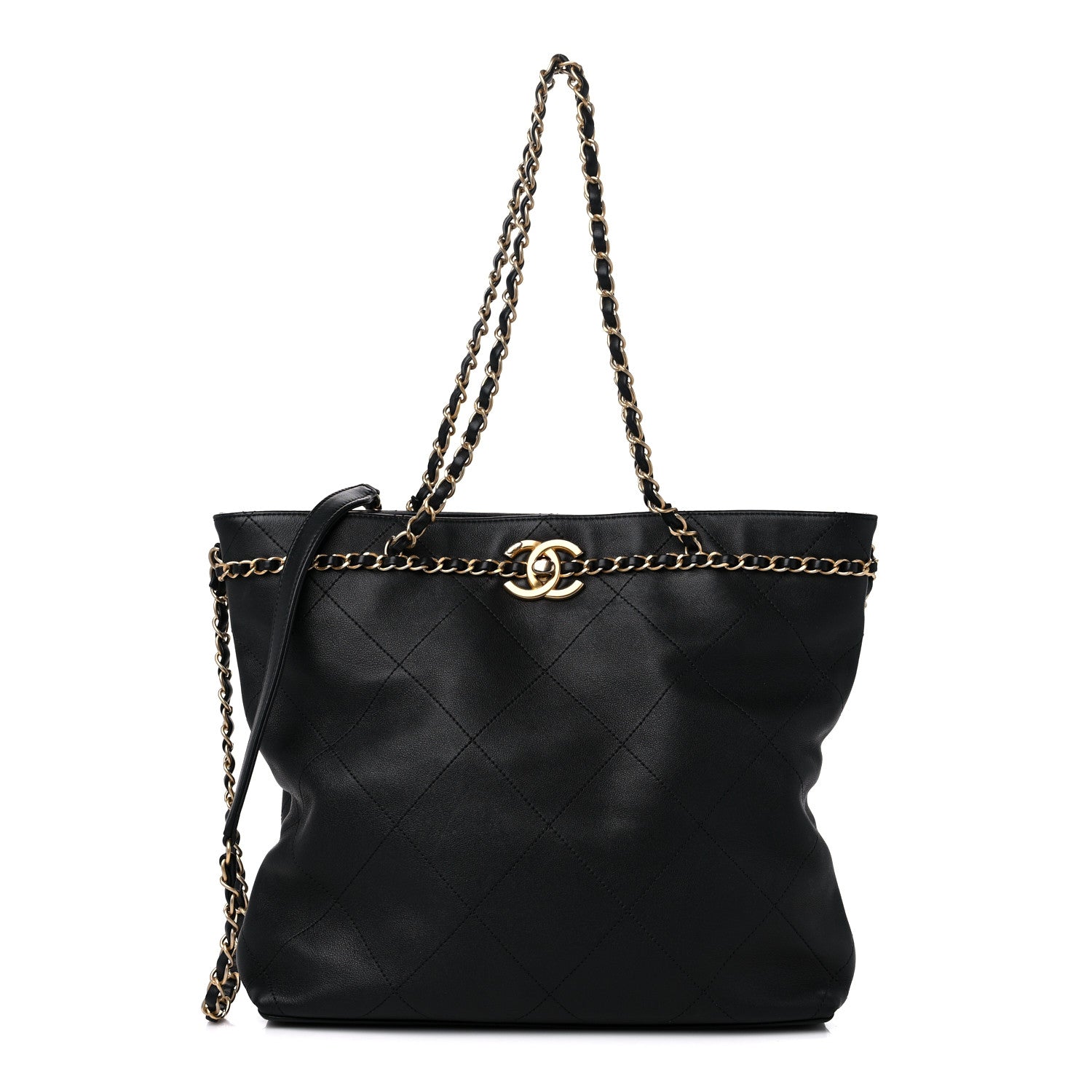 Chanel Calfskin Stitched Medium Shopping Tote Black 1 of 12