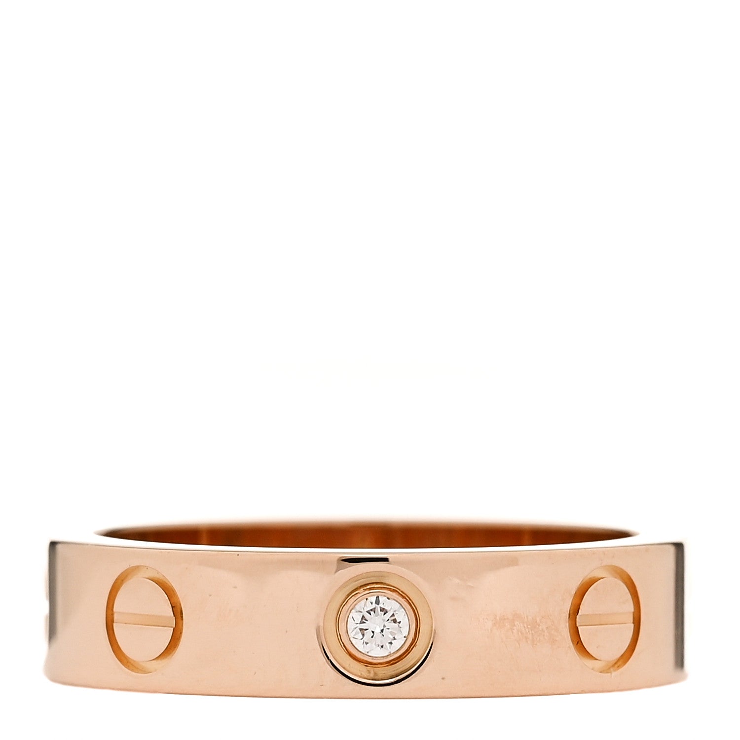 Cartier 18K Pink Gold Diamond 4mm LOVE Wedding Band Ring 47 4 1 of 5