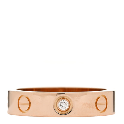 Cartier 18K Pink Gold Diamond 4mm LOVE Wedding Band Ring 47 4 1 of 5