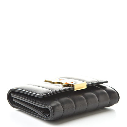 Saint Laurent Lambskin Matelasse Monogram Vicky Tri-Fold Wallet Black 4 of 10