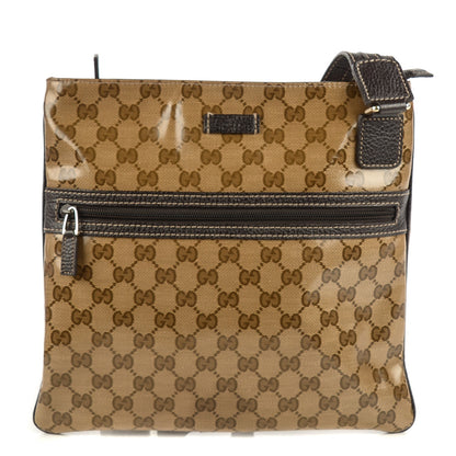 Gucci Crystal Monogram Medium Flat Messenger Bag Dark Brown 1 of 7