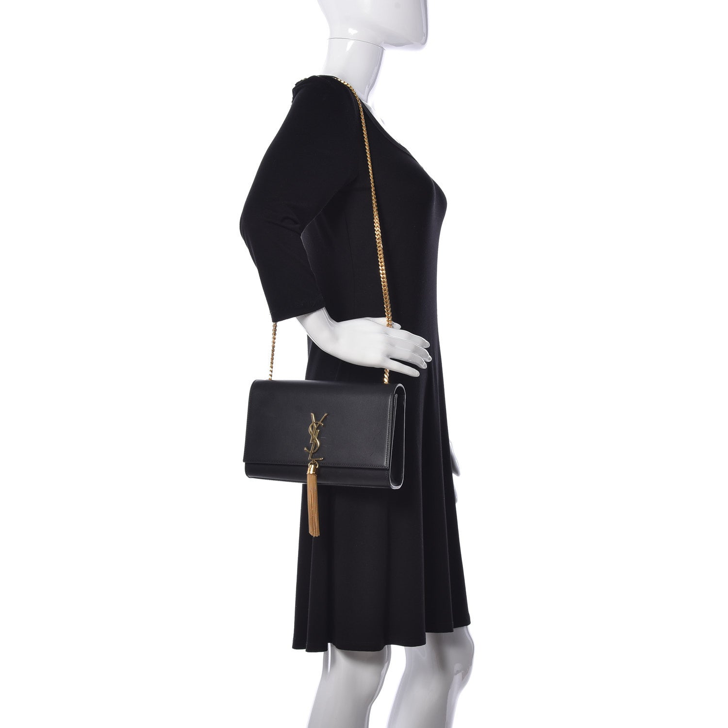 Saint Laurent Smooth Calfskin Medium Classic Monogram Kate Tassel Satchel Black 2 of 8