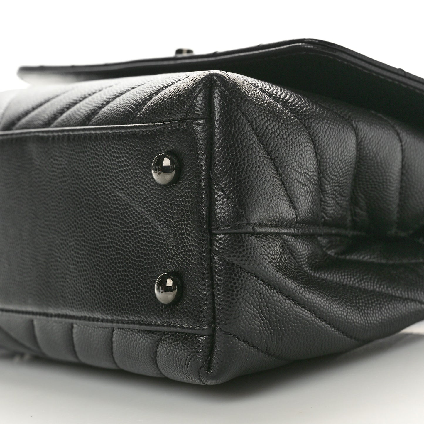 Caviar Chevron Quilted Mini Coco Handle Flap So Black