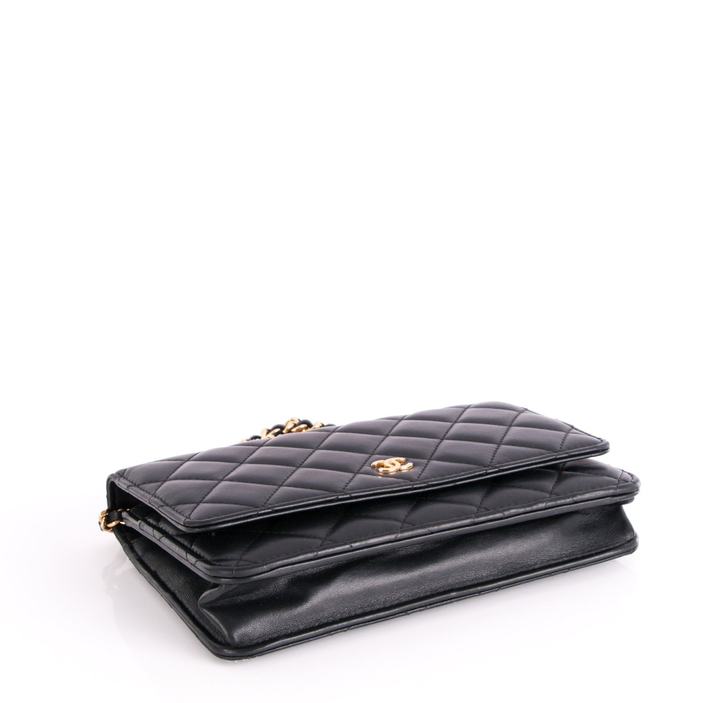 Lambskin Quilted Wallet On Chain WOC Black
