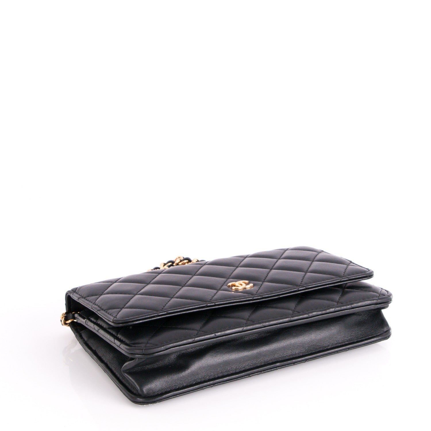 Chanel Lambskin Quilted Wallet On Chain WOC Black 4 of 10