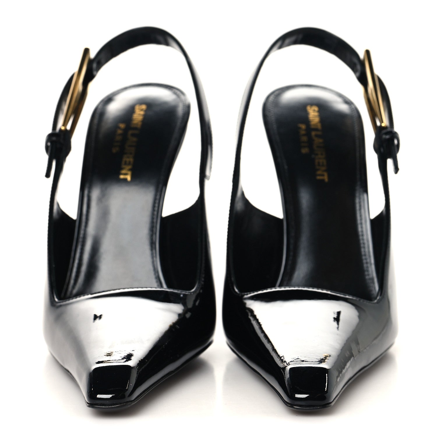 Saint Laurent Glazed Calfskin Lee Slingback Pumps 38 Black 3 of 10