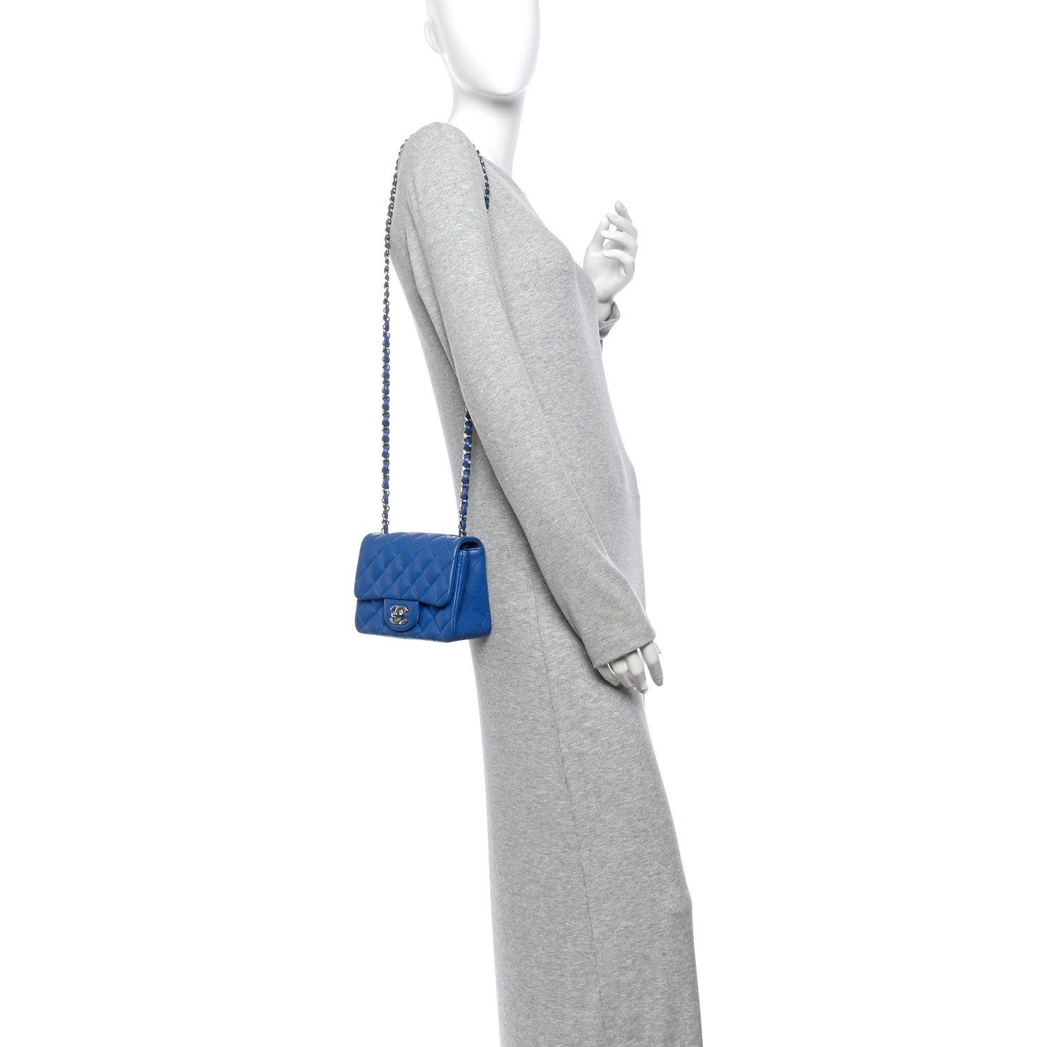 Chanel Lambskin Quilted Mini Square Flap Blue 2 of 10