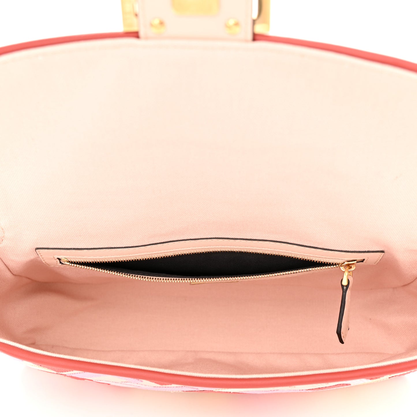 Canvas Vitello King FF Embroidered Baguette Rosa Quarzo Bloody Mary Multicolor