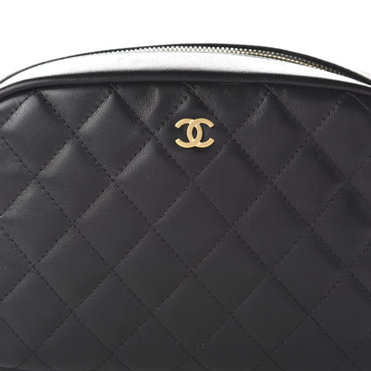 Chanel Lambskin Quilted Medium Curvy Pouch Cosmetic Case Black 10 of 11