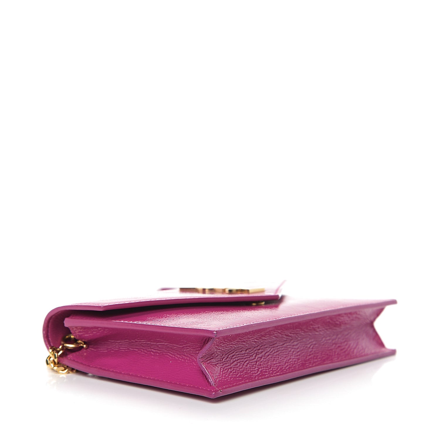 Textured Patent Monogram Envelope Chain Wallet Electric Pink