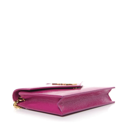 Saint Laurent Textured Patent Monogram Envelope Chain Wallet Electric Pink 3 of 9