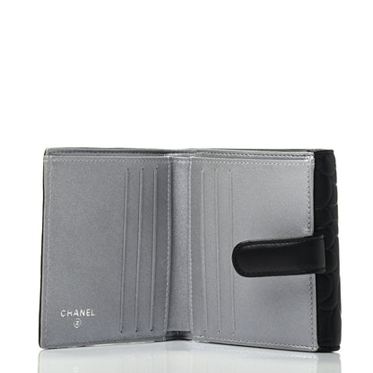 Chanel Lambskin Camellia Embossed Small Double Wallet Black 4 of 4