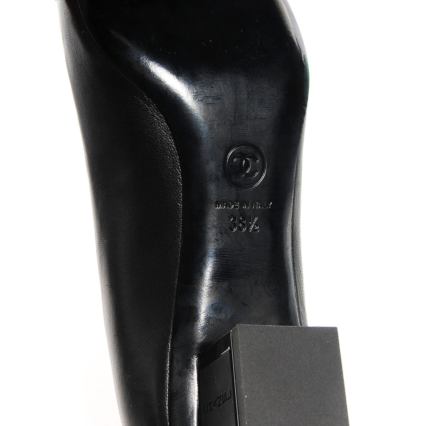 Leather Round Toe Pumps 38.5 Black
