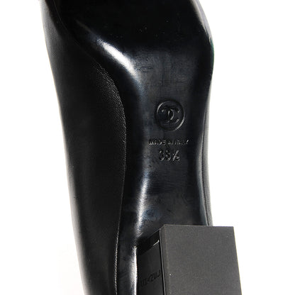 Chanel Leather Round Toe Pumps 38.5 Black 6 of 8