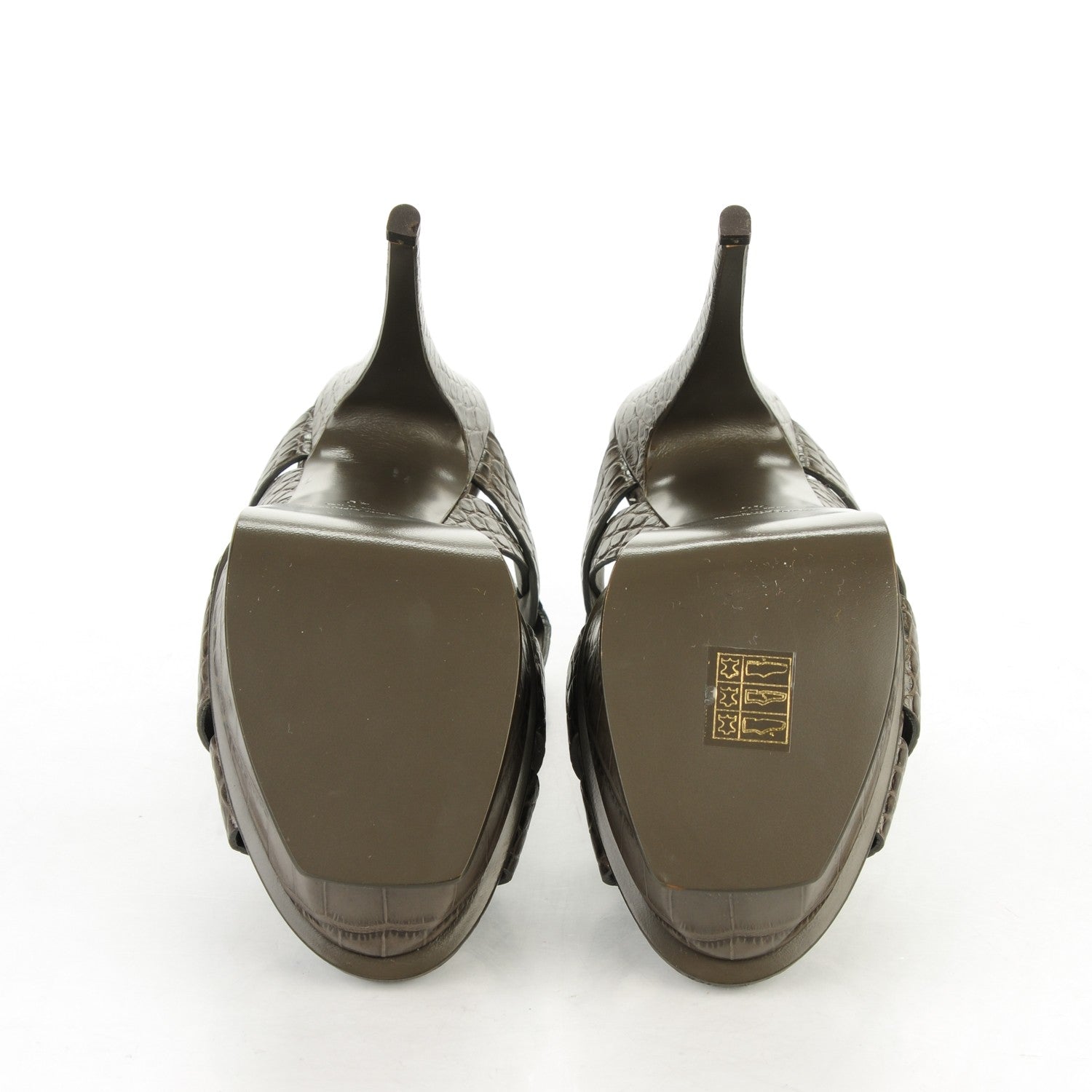 Saint Laurent Calfskin Fake Cocco Tribute 105 Platform Sandals 40 Bronze 5 of 6