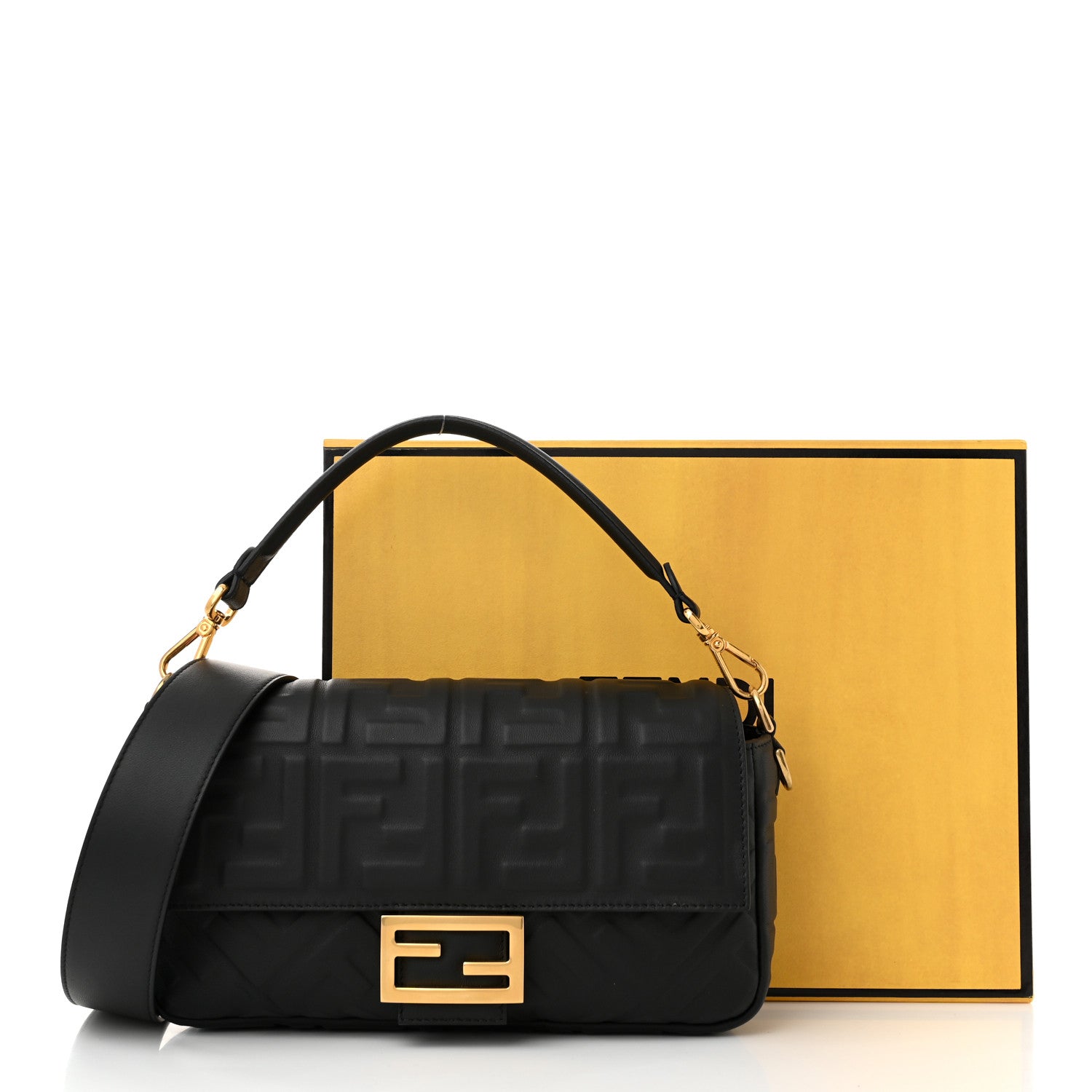 Fendi Nappa FF 1974 Embossed Baguette Black 11 of 11