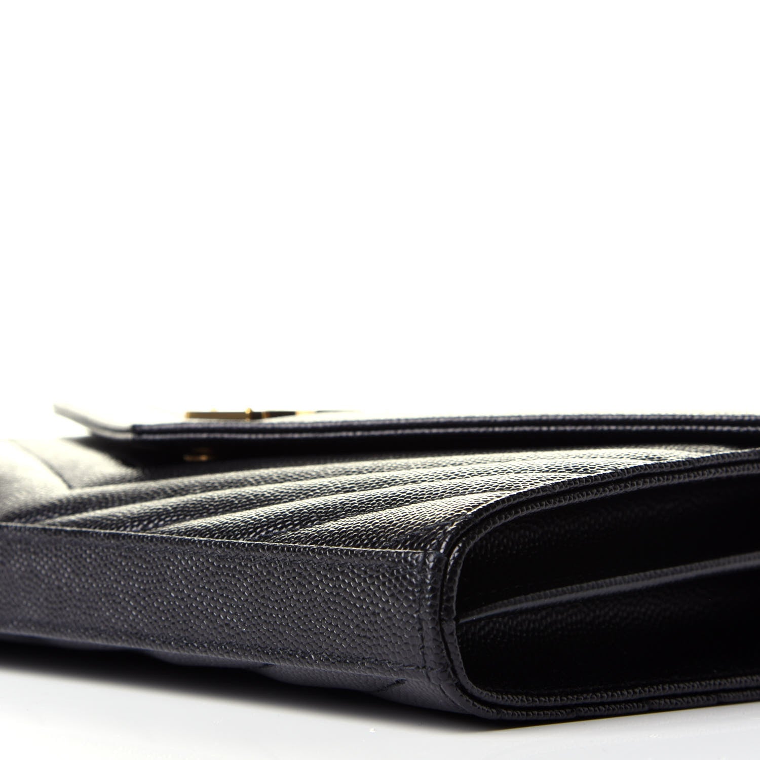 Saint Laurent Grain De Poudre Matelasse Chevron Monogram Chain Wallet Black 9 of 10