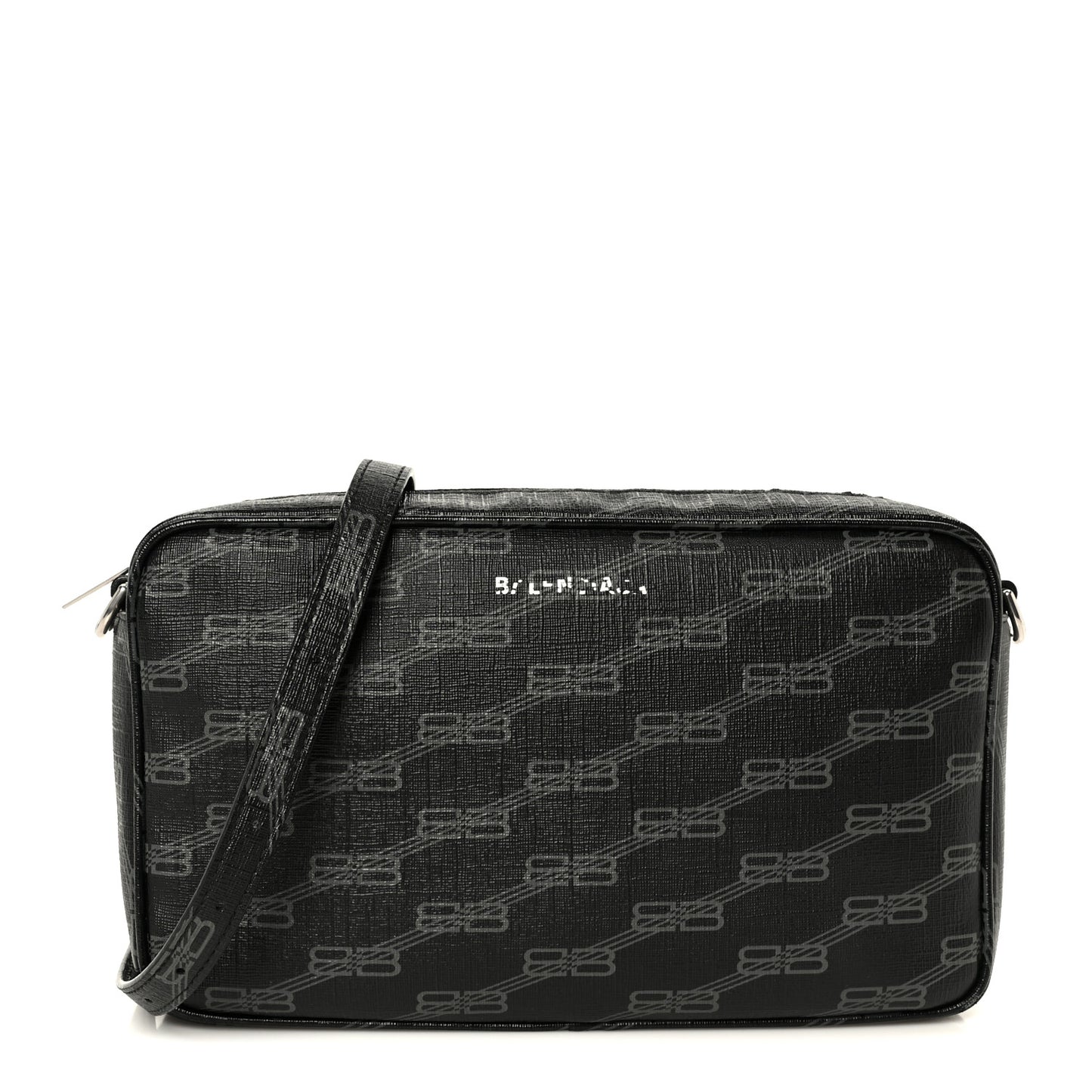 Coated Canvas BB Monogram Medium Signature Camera Bag Black Grey