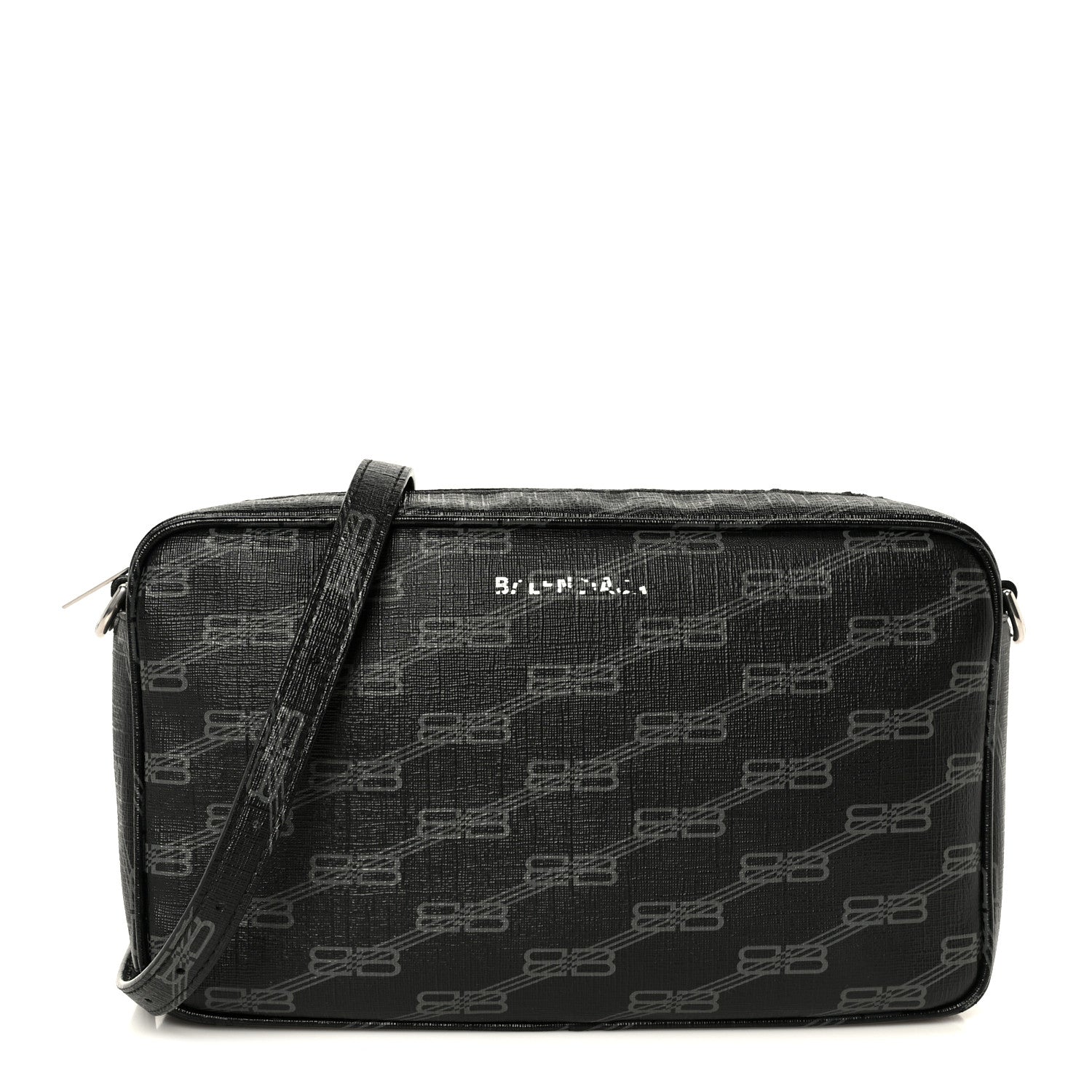 Balenciaga Coated Canvas BB Monogram Medium Signature Camera Bag Black Grey 1 of 13