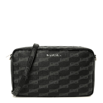 Balenciaga Coated Canvas BB Monogram Medium Signature Camera Bag Black Grey 1 of 13