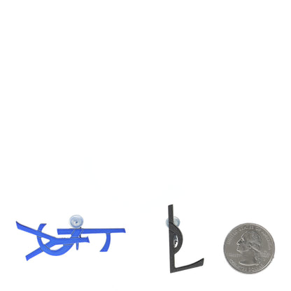 Saint Laurent Metal Deconstructed Opyum Clip On Earrings Blue Black 2 of 5