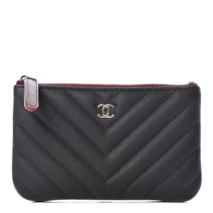 Chanel Caviar Chevron Quilted Small Cosmetic Case Black 1 of 10