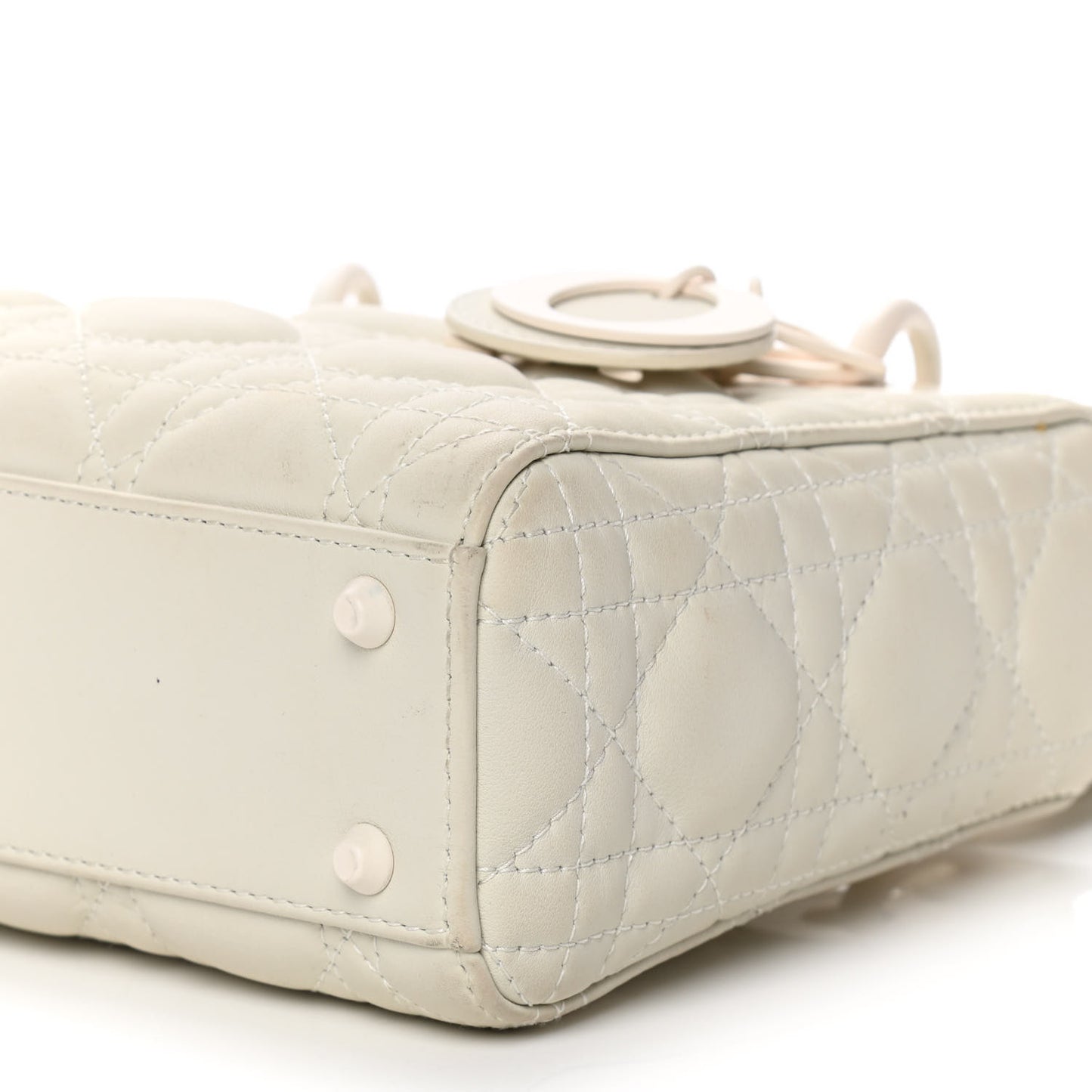 Ultra Matte Calfskin Cannage Mini Lady Dior White