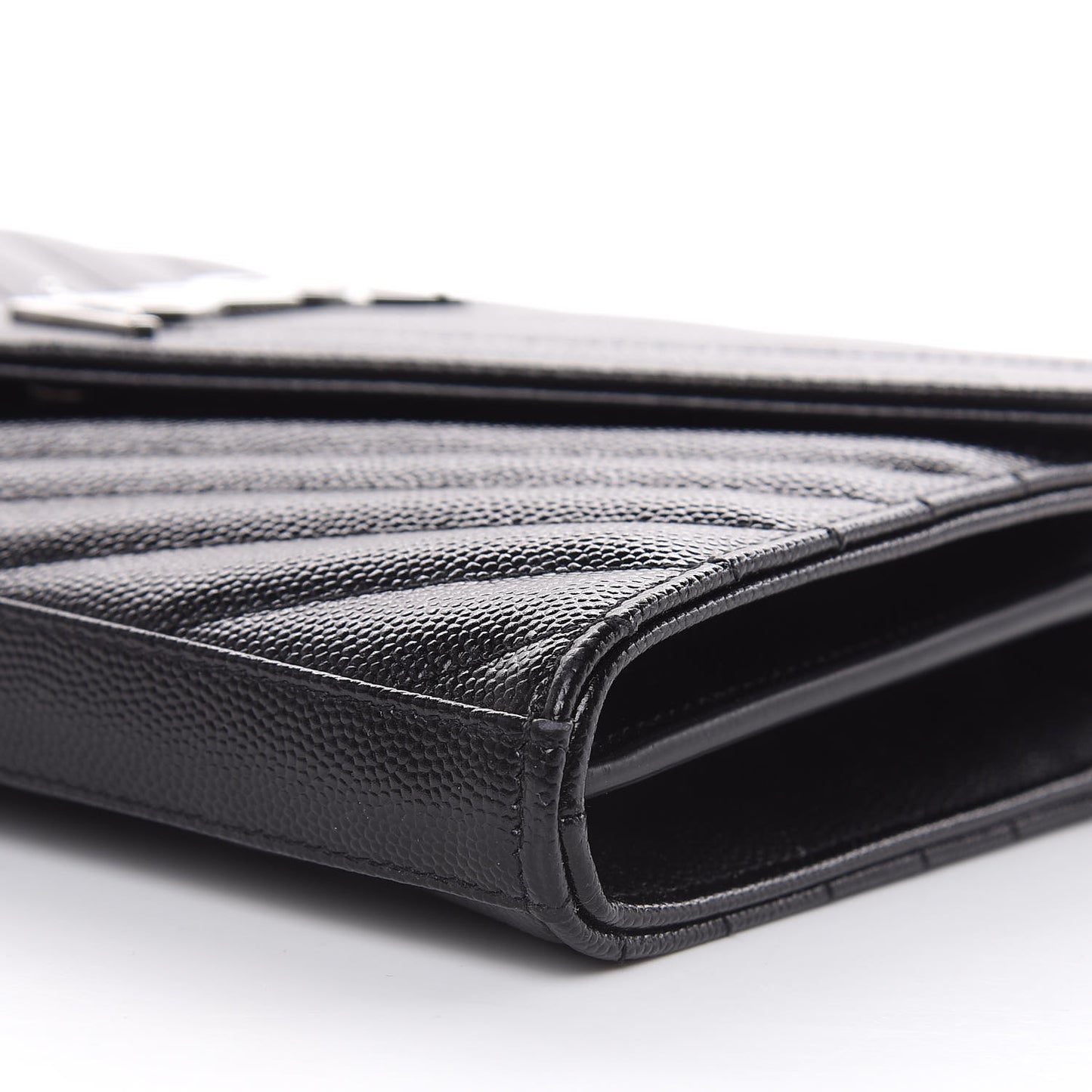 Grain De Poudre Matelasse Chevron Monogram Chain Wallet Black