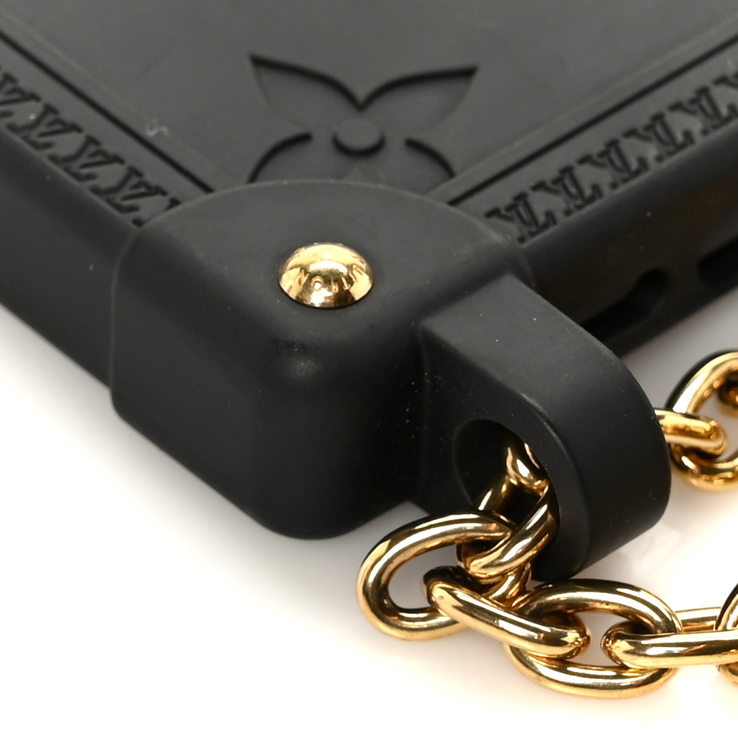 Rubber Monogram Trunk With Chain iPhone 14 Pro Case Black