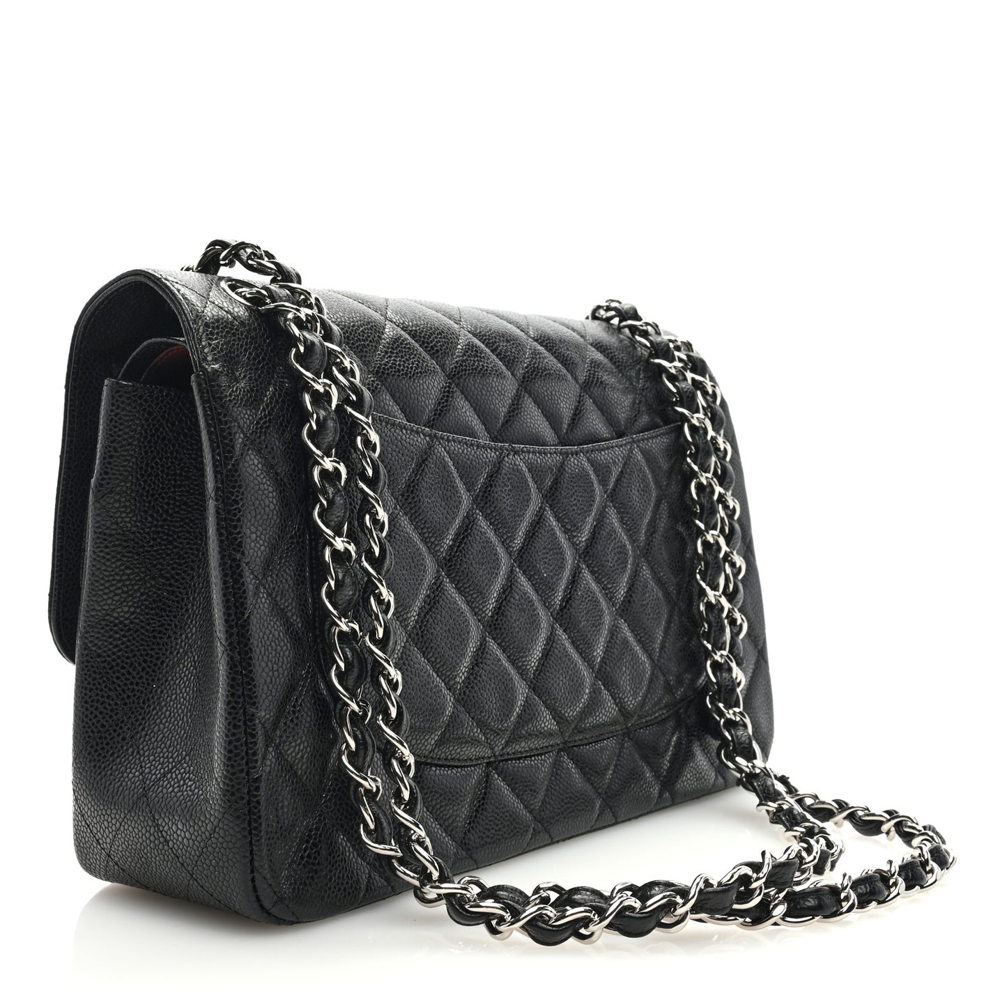 Caviar Quilted Jumbo Double Flap Black
