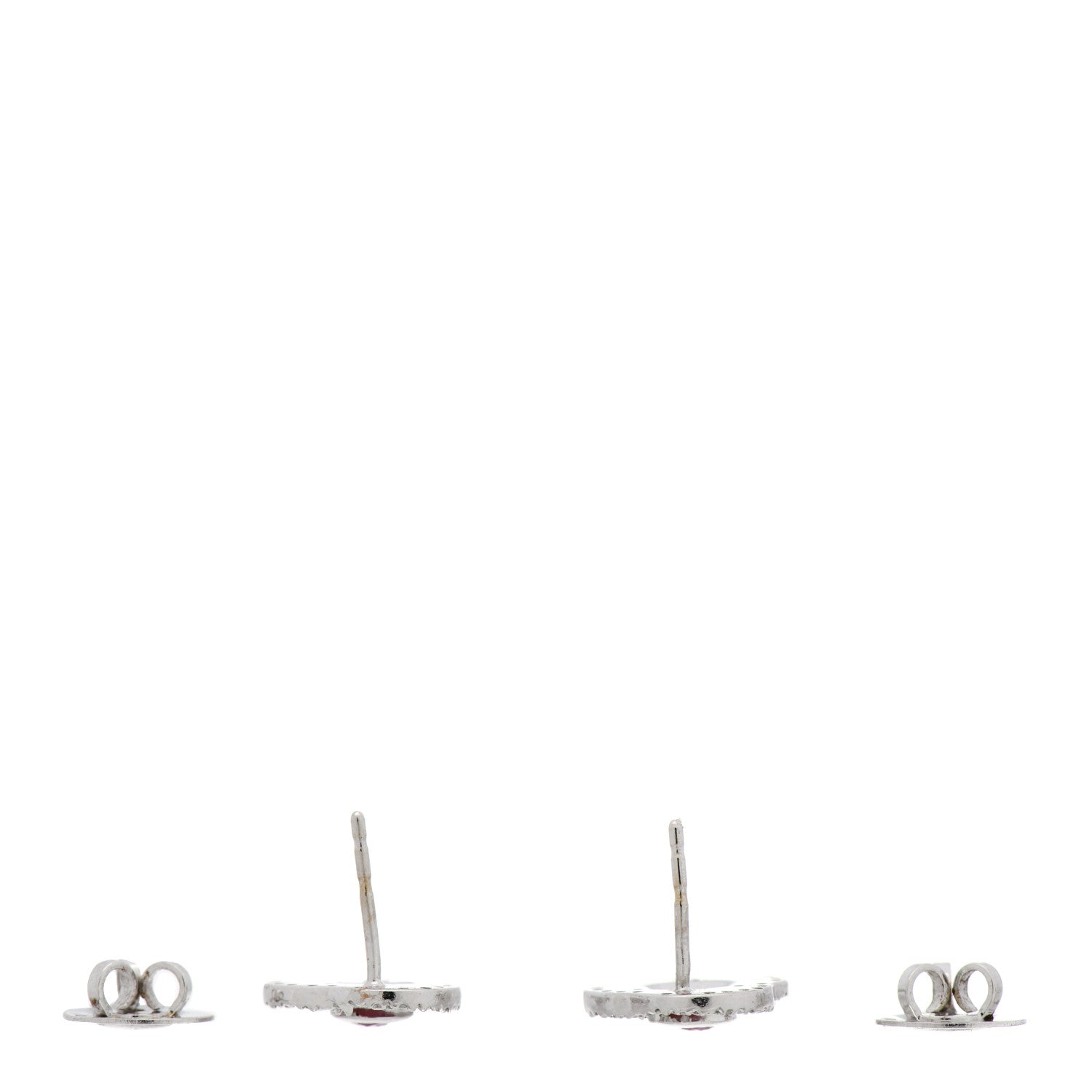Roberto Coin 18K White Gold Diamond Pink Sapphire Enamel Flower Stud Earrings 3 of 4