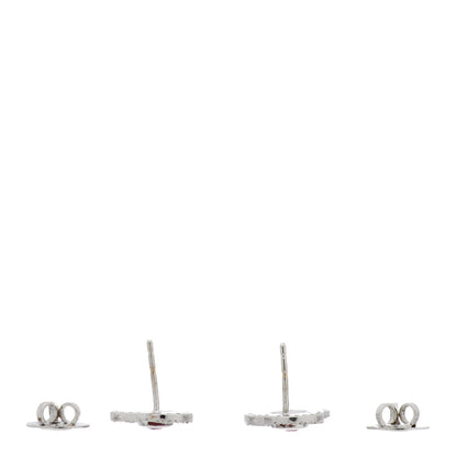 Roberto Coin 18K White Gold Diamond Pink Sapphire Enamel Flower Stud Earrings 3 of 4