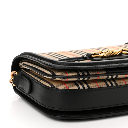 Burberry Smooth Calfskin 1983 Knight Check Link Shoulder Bag Black 8 of 10