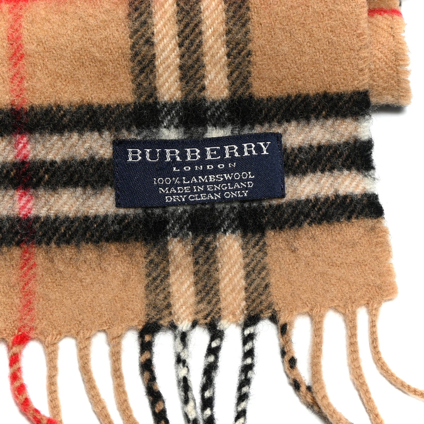 Lambswool Check Fringe Scarf Camel