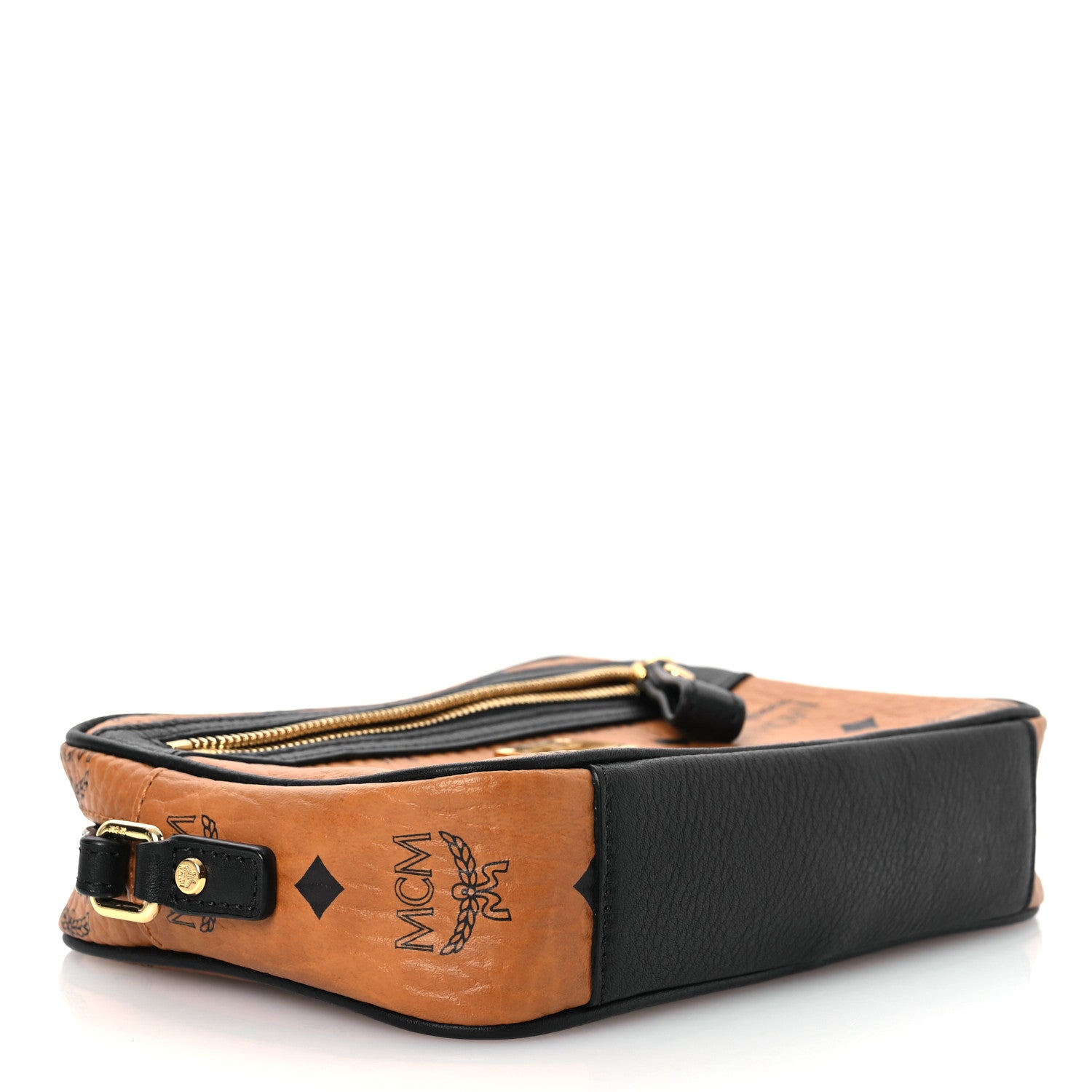 MCM Visetos Small Crossbody Bag Cognac Black 4 of 10